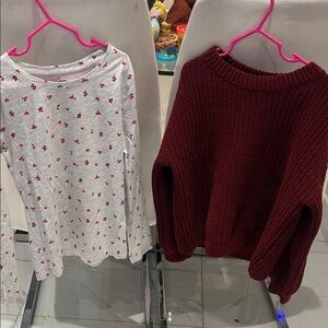 Burgundy Knit Sweater and shirt